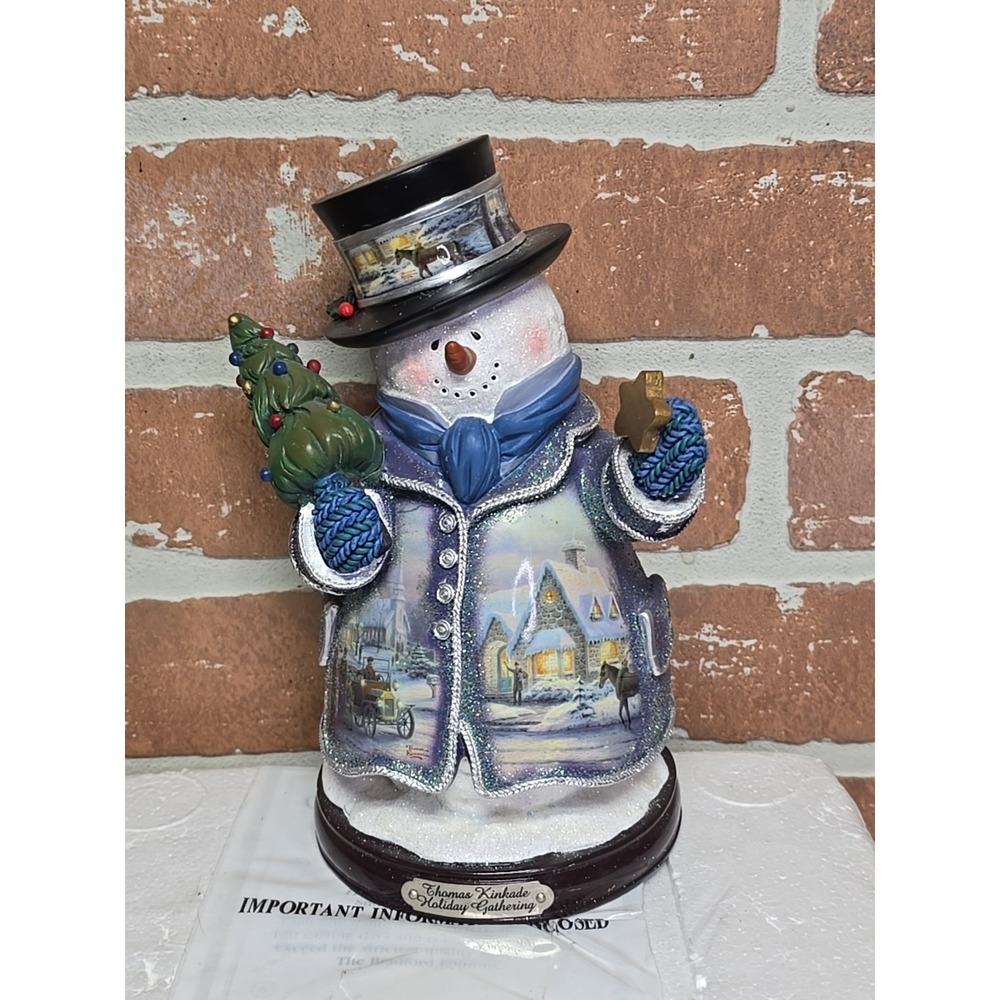 Thomas Kinkade Holiday Gathering Snowman Bradford Editions Winter Wonderland